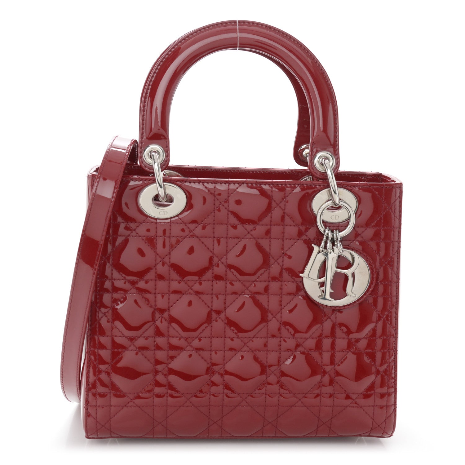 Christian Dior Patent Cannage Medium Lady Dior Burgundy Red 1 of 12