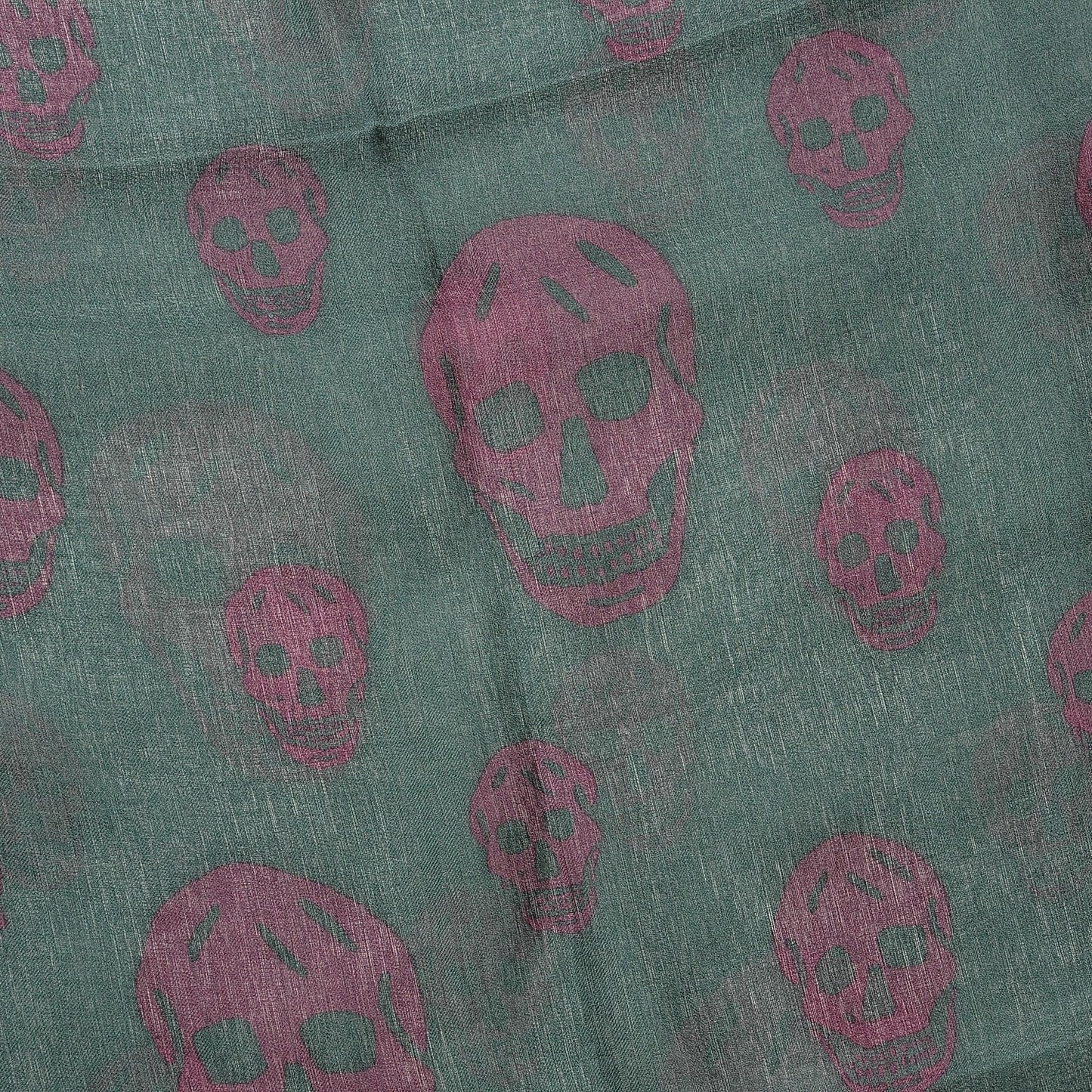 Silk Chiffon Skull Scarf Green Purple