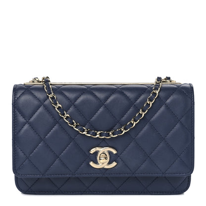 Chanel Lambskin Quilted Trendy CC Wallet On Chain WOC Blue 1 of 13