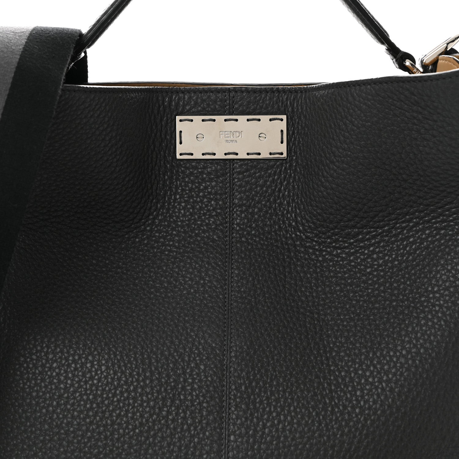 Fendi Cuoio Romano Glazed Fabric FF 1974 Peekaboo X-Lite Fit Asfalto Mou Black 7 of 10