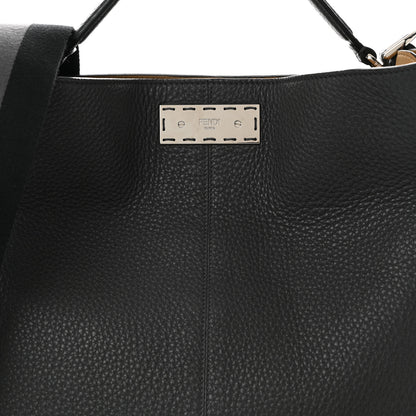 Fendi Cuoio Romano Glazed Fabric FF 1974 Peekaboo X-Lite Fit Asfalto Mou Black 7 of 10