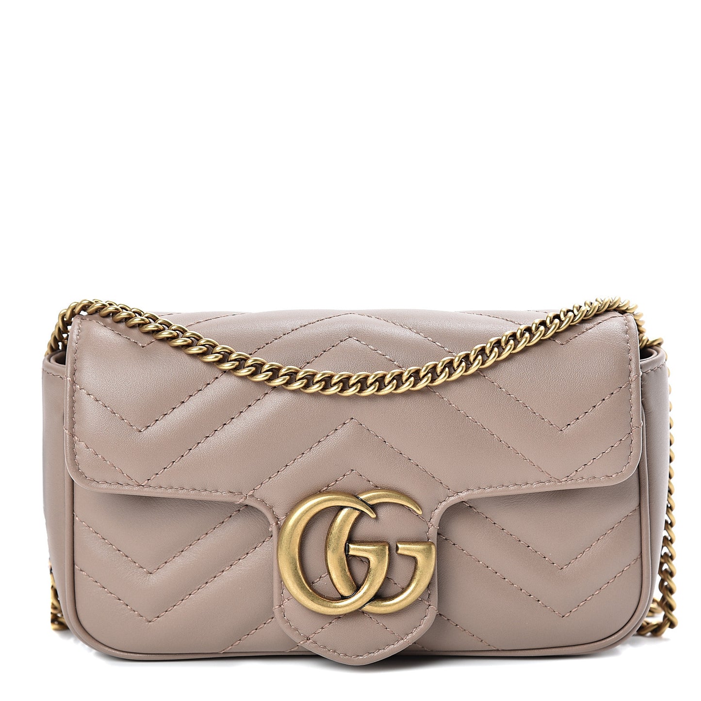 Calfskin Matelasse Super Mini GG Marmont Shoulder Bag Porcelain Rose