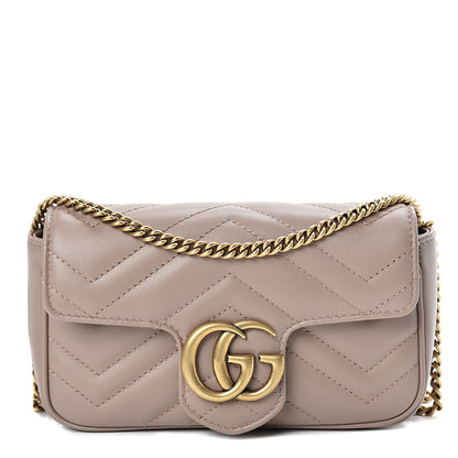 Gucci Calfskin Matelasse Super Mini GG Marmont Shoulder Bag Porcelain Rose 1 of 10