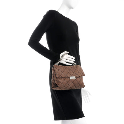 Stella McCartney Faux Leather Quilted Small Bex Flap Shoulder Bag Dark Taupe 3 of 11