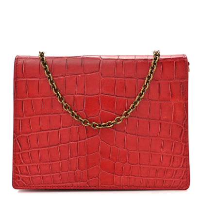 Bottega Veneta Crocodile Chain Wallet Red 1 of 16