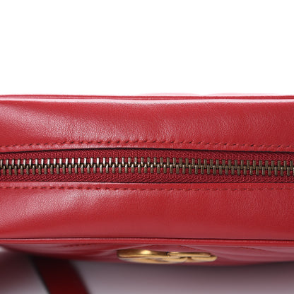 Gucci Calfskin Matelasse Mini GG Marmont Chain Shoulder Bag Hibiscus Red 10 of 10