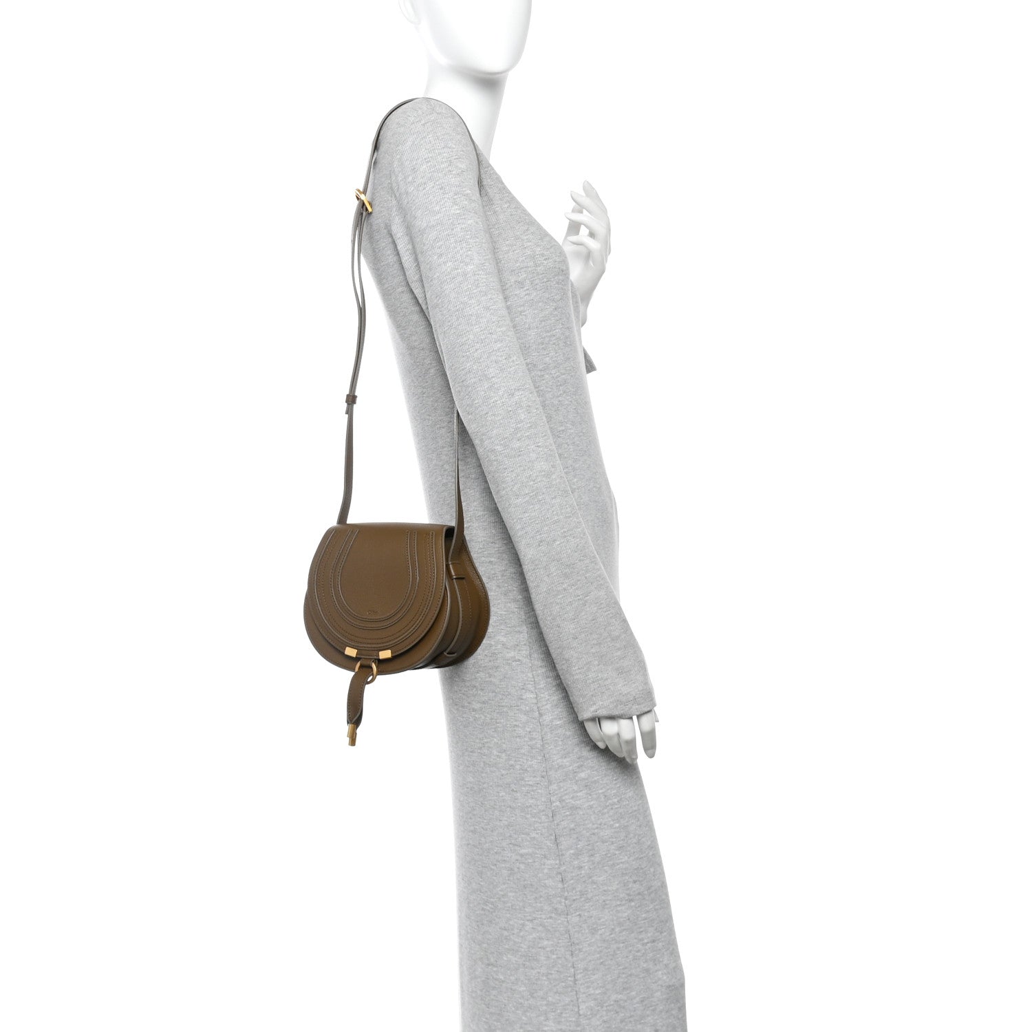 Chloe Grained Calfskin Small Marcie Saddle Bag Dark Khaki 2 of 11