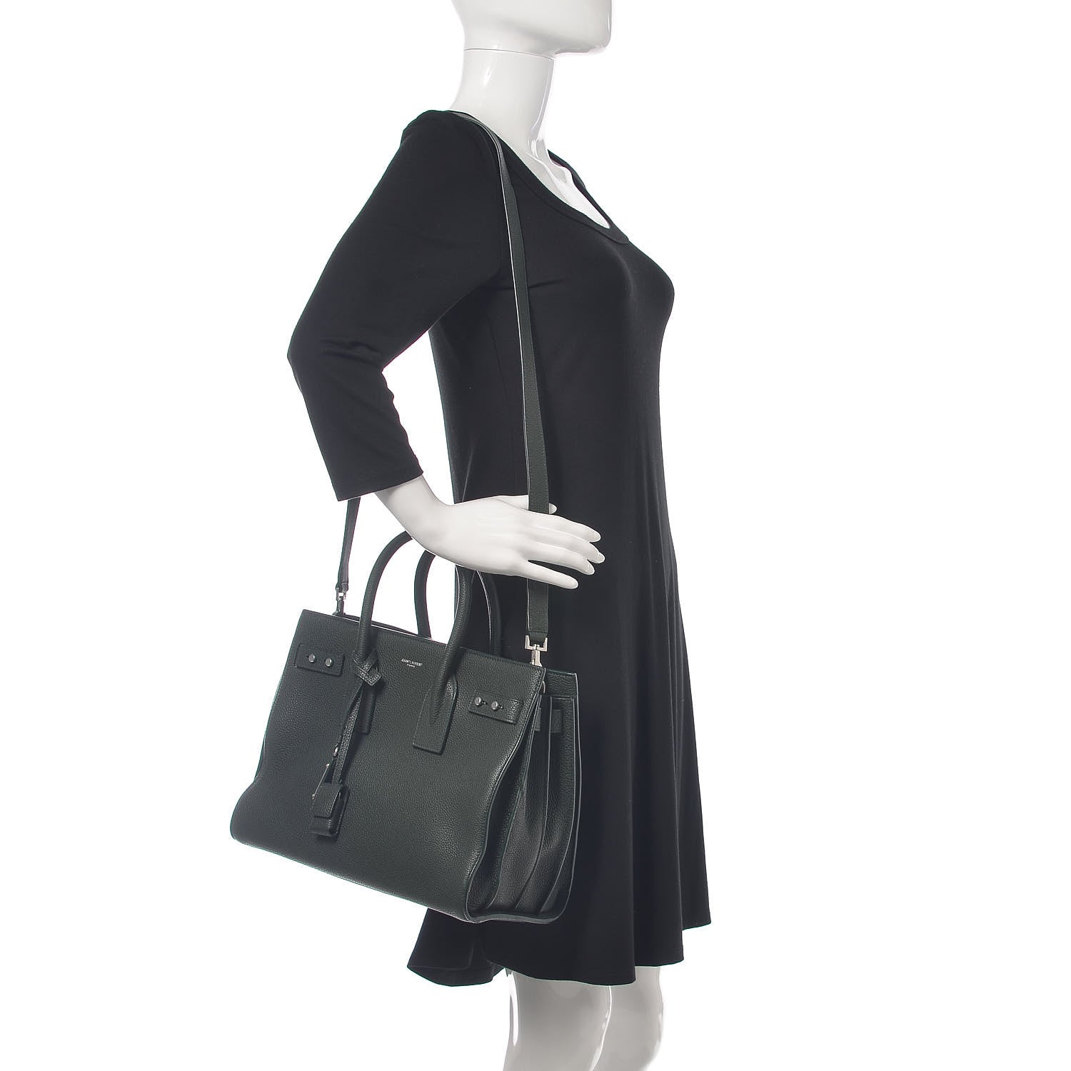 Saint Laurent Grained Calfskin Small Supple Sac De Jour Dark Vert 2 of 11