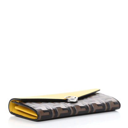Fendi Vitello Cruise F is Fendi Bi-Color FF 1974 Embossed Continental Envelope Wallet Maya Black Sunflower 4 of 9