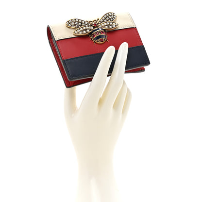 Gucci Calfskin Queen Margaret Card Case Wallet Blue Agata Hibiscus Red Mystic White 2 of 11