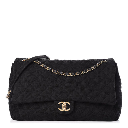Chanel Velvet Camellia Stamped XXL Travel Flap Bag Black 1 of 12