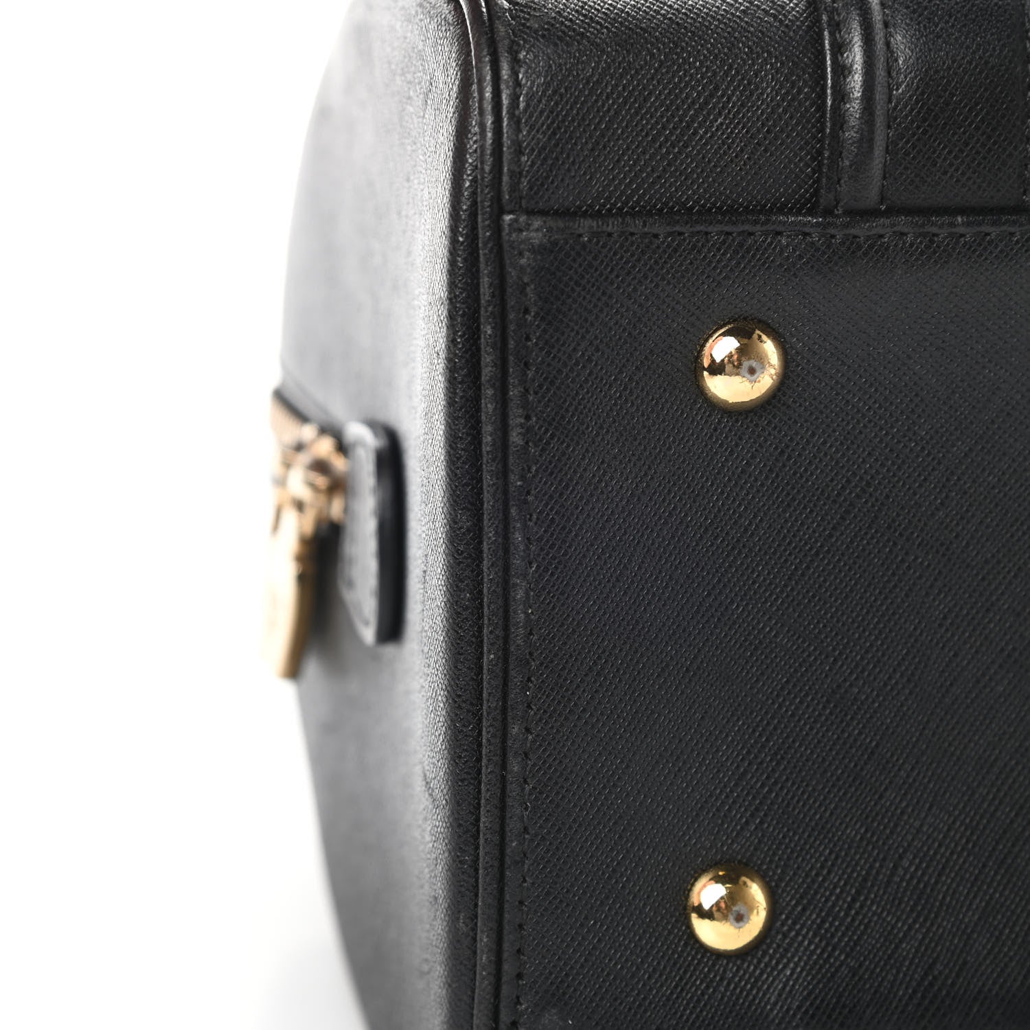 MCM Grained Calfskin Studded Boston Bag Black 11 of 14