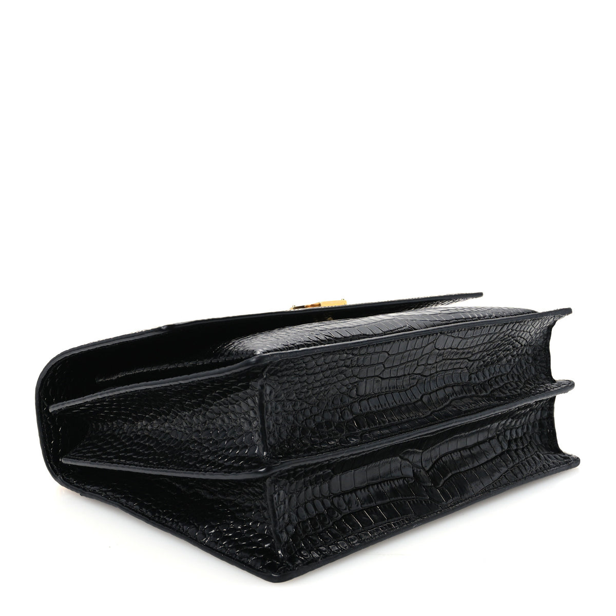 Saint Laurent Calfskin Crocodile Embossed Large Monogram Sunset Black 4 of 12
