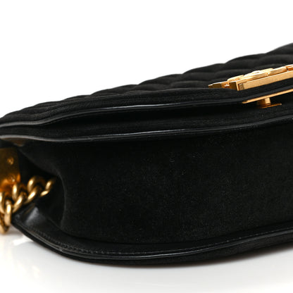 Chanel Velvet Quilted Small Boy Messenger Bag Black 8 of 9