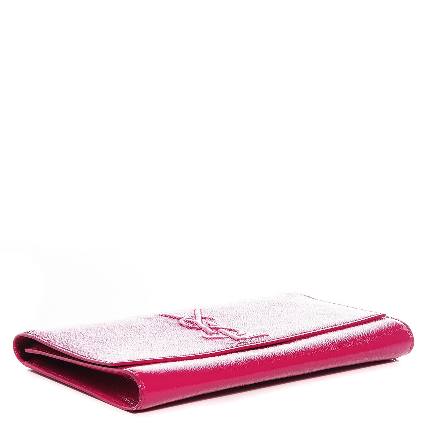 Textured Patent Monogram Large Belle De Jour Clutch Fuchsia