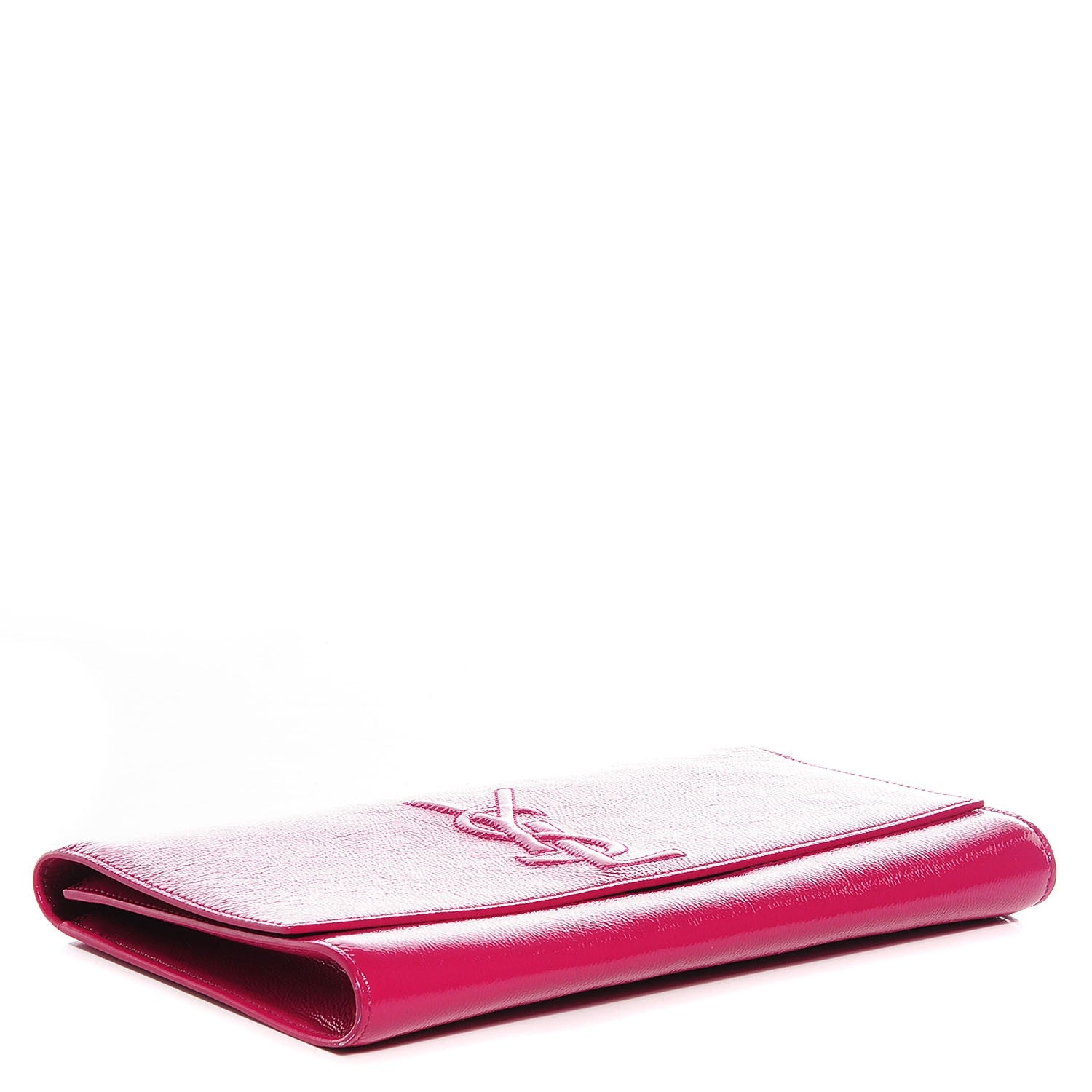 Saint Laurent Textured Patent Monogram Large Belle De Jour Clutch Fuchsia 4 of 7
