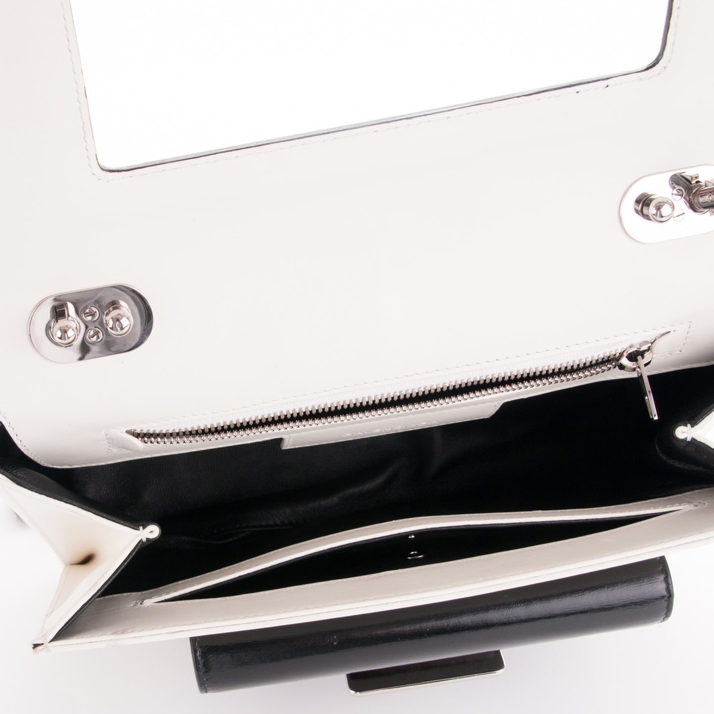 Calfskin Bal58 Shoulder Bag White Black