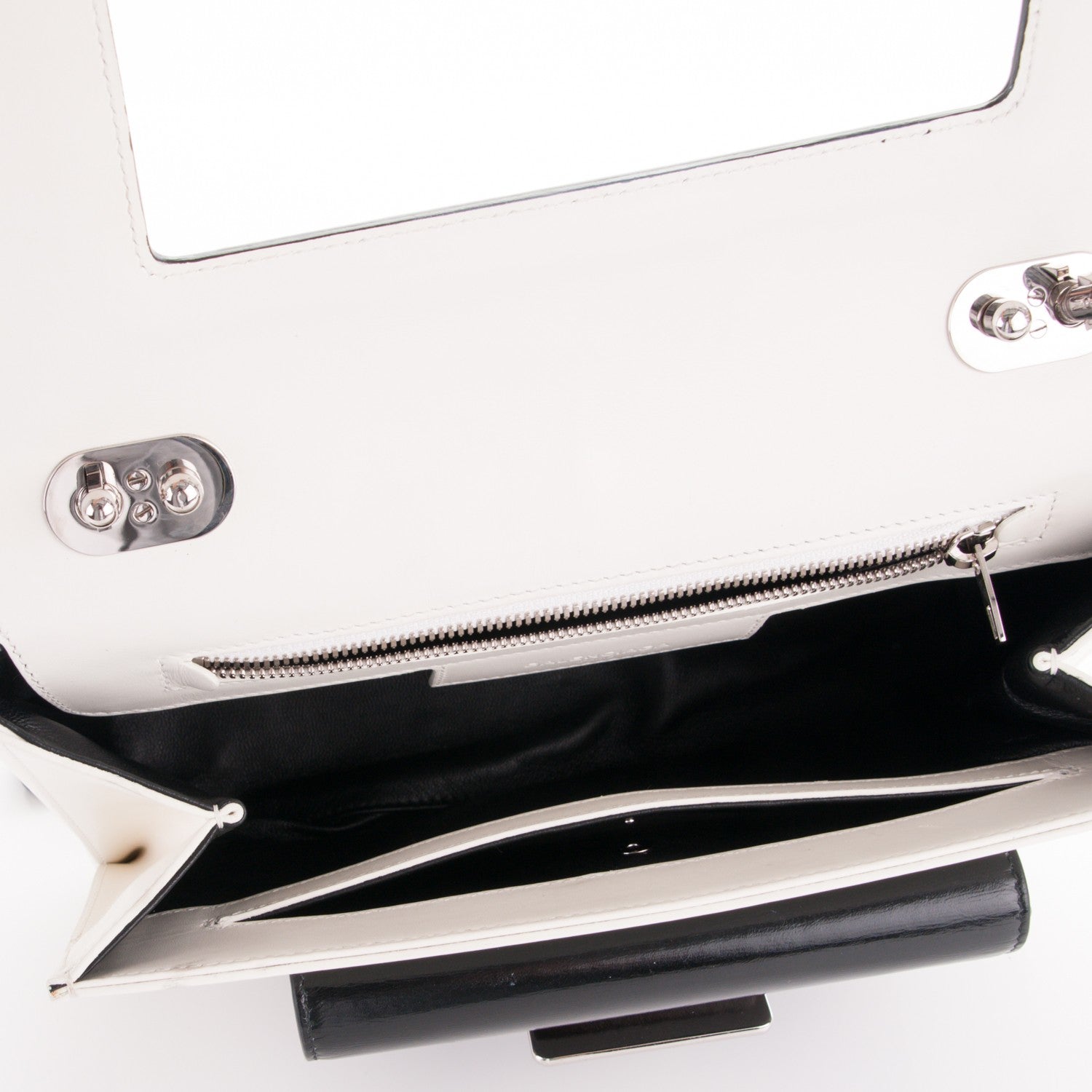 Balenciaga Calfskin Bal58 Shoulder Bag White Black 5 of 7