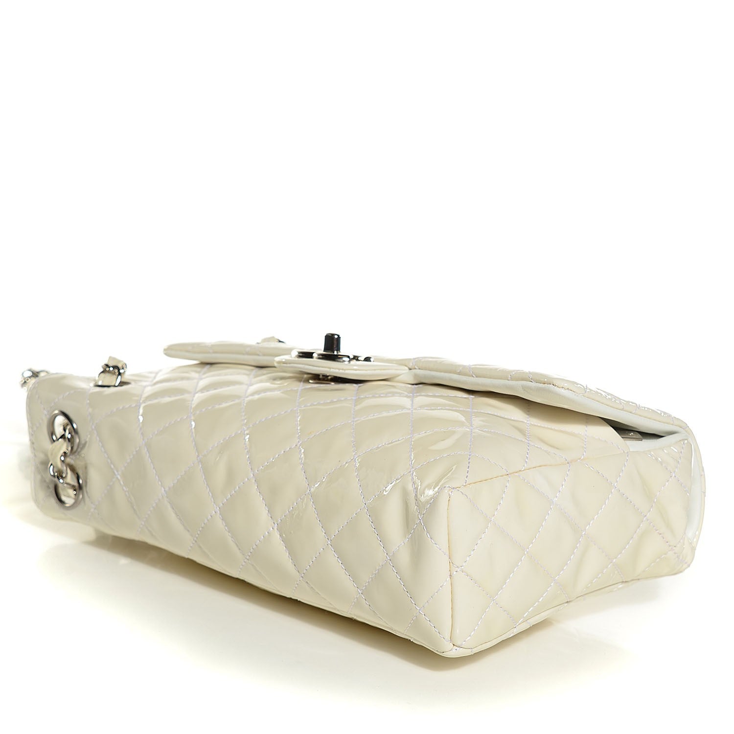 Chanel Patent Quilted Upside Down Flap White 4 of 7