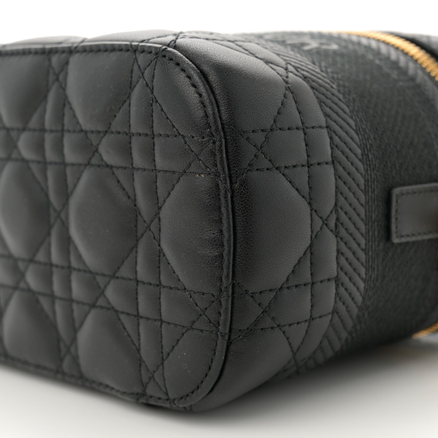 Lambskin Cannage Small Diortravel Vanity Case Black