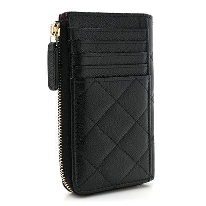Chanel Caviar Quilted CC Zip Around Card Holder Black 4 of 11