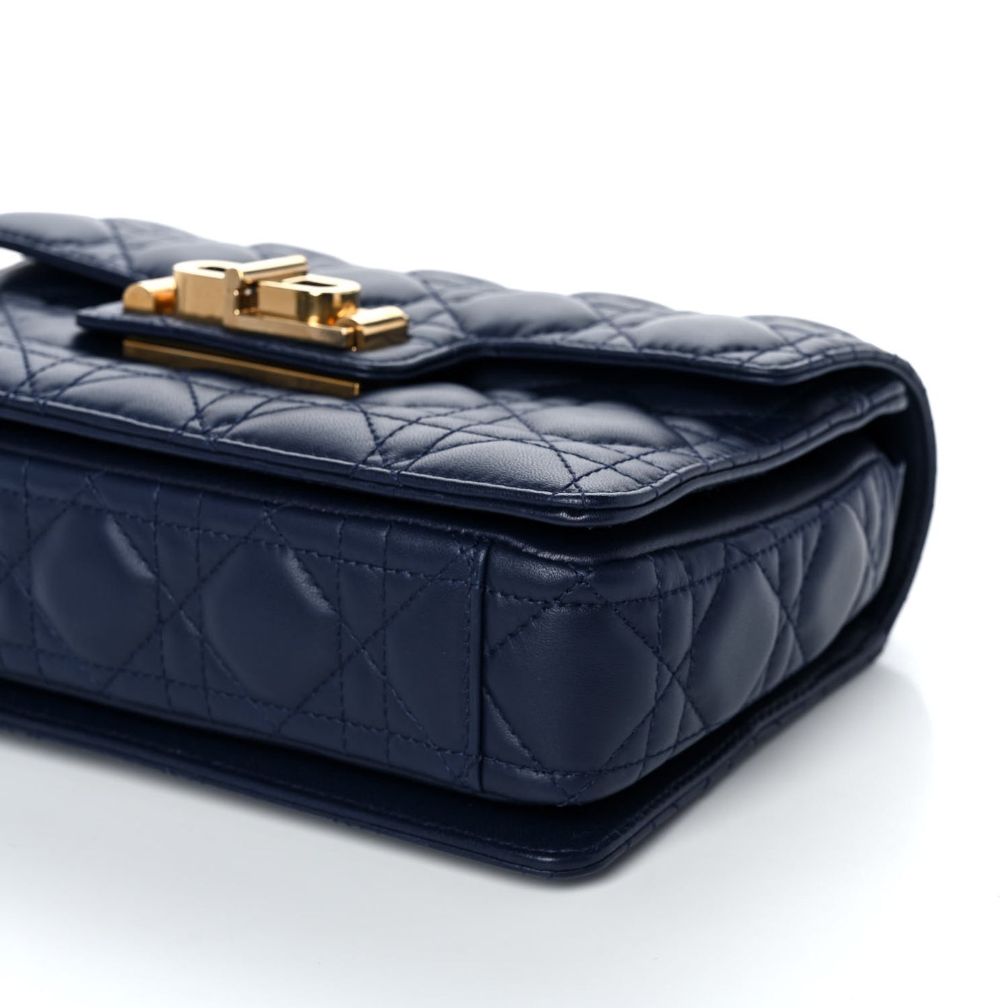 Lambskin Cannage CD Lock Flap Bag Navy