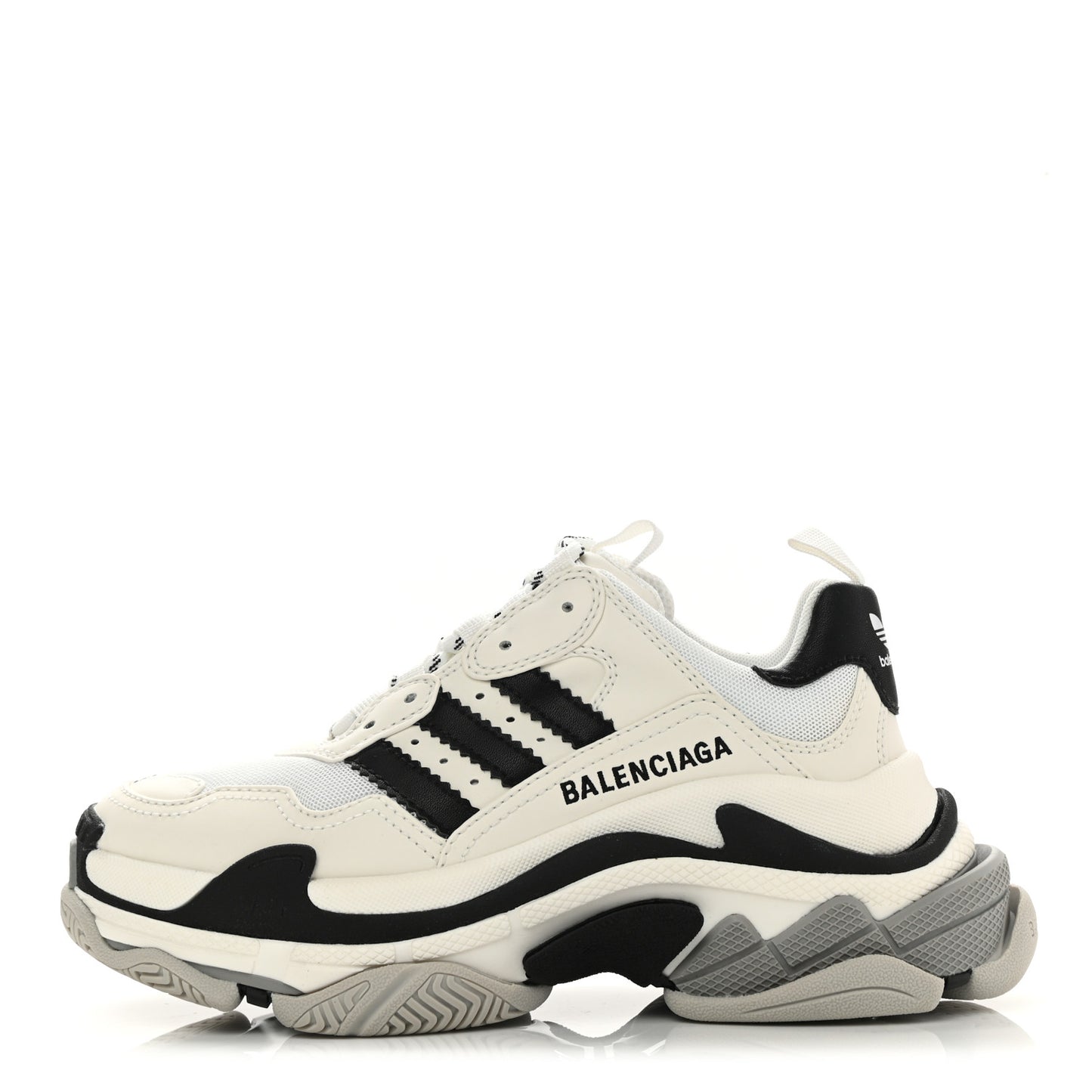 X ADIDAS Fabric Mesh Womens Triple S Sneakers 36 White Black Light Grey Grey