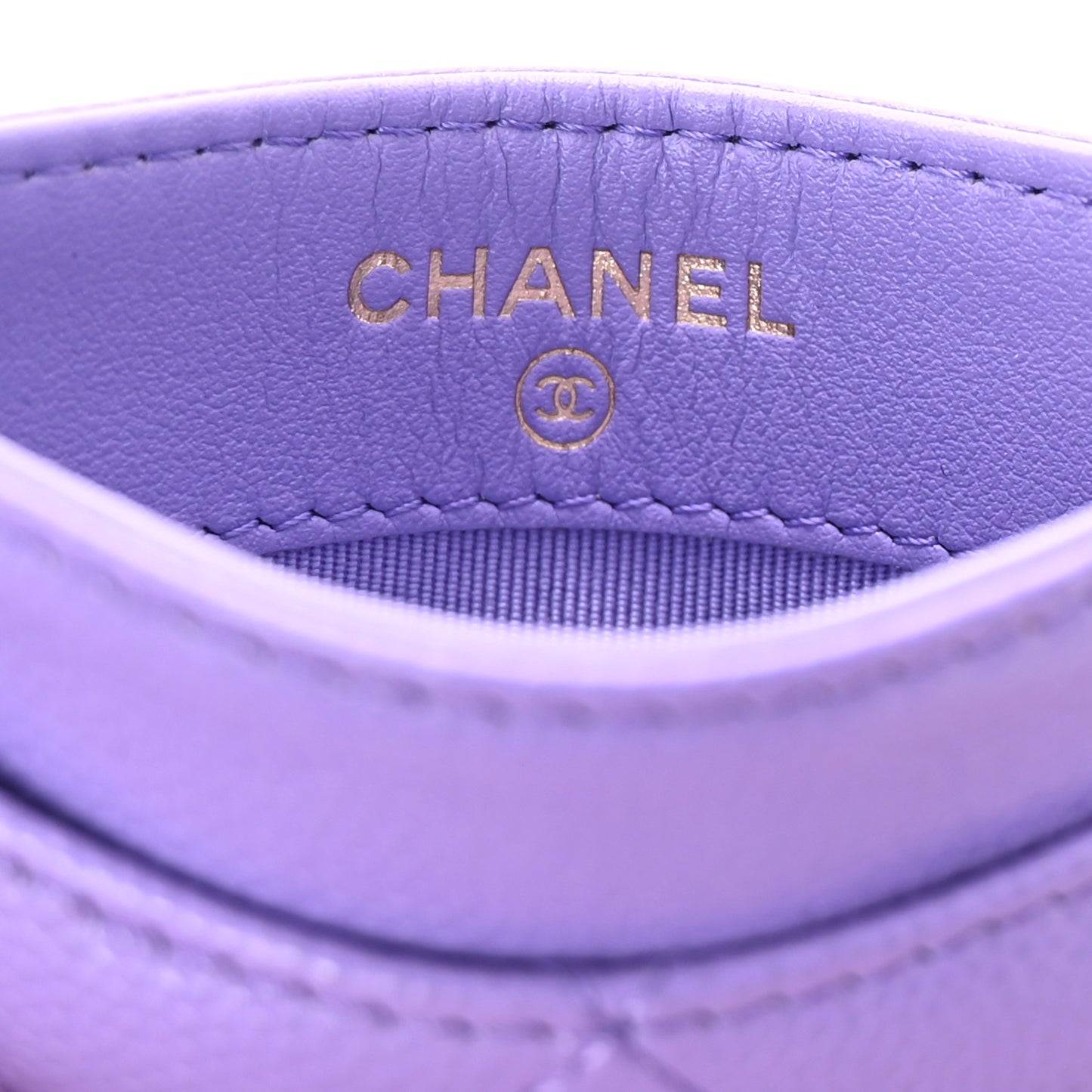 Caviar Quilted Card Holder Purple