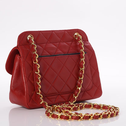 Chanel Lambskin Quilted Shoulder Flap Bag Red 4 of 10