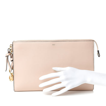 Chloe Calfskin Alphabet Flat Pouch Clutch Blush Nude 2 of 8