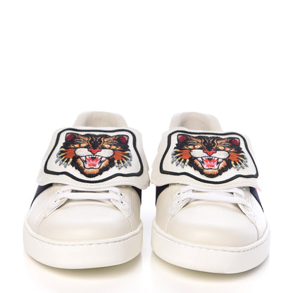 Gucci Calfskin Ayers Web Angry Cat Embroidered Mens Ace Sneakers 11.5 White 2 of 10