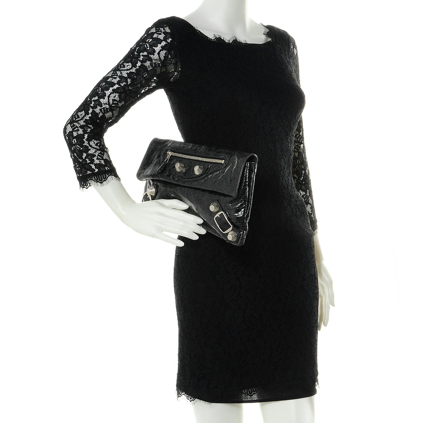 Agneau Giant 21 Silver Hardware Envelope Clutch Anthracite