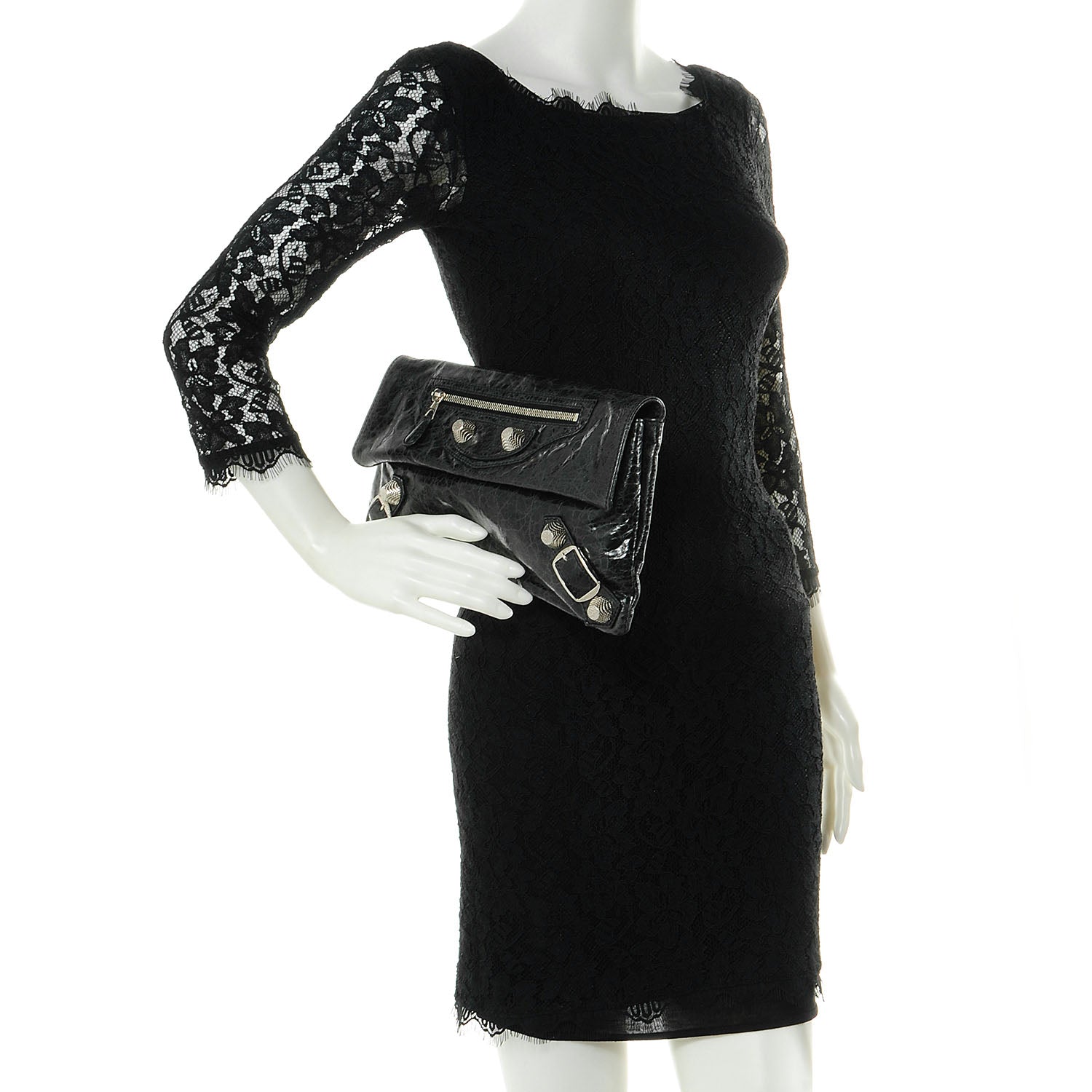 Balenciaga Agneau Giant 21 Silver Hardware Envelope Clutch Anthracite 2 of 8