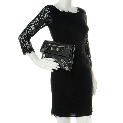 Balenciaga Agneau Giant 21 Silver Hardware Envelope Clutch Anthracite 2 of 8
