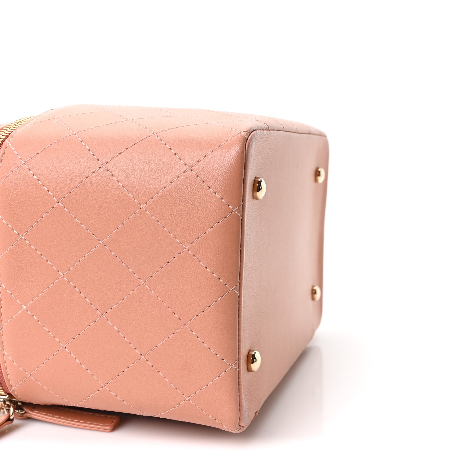 Chanel Lambskin Flat Quilted Knock On Wood Large Vanity Case Beige 8 of 9
