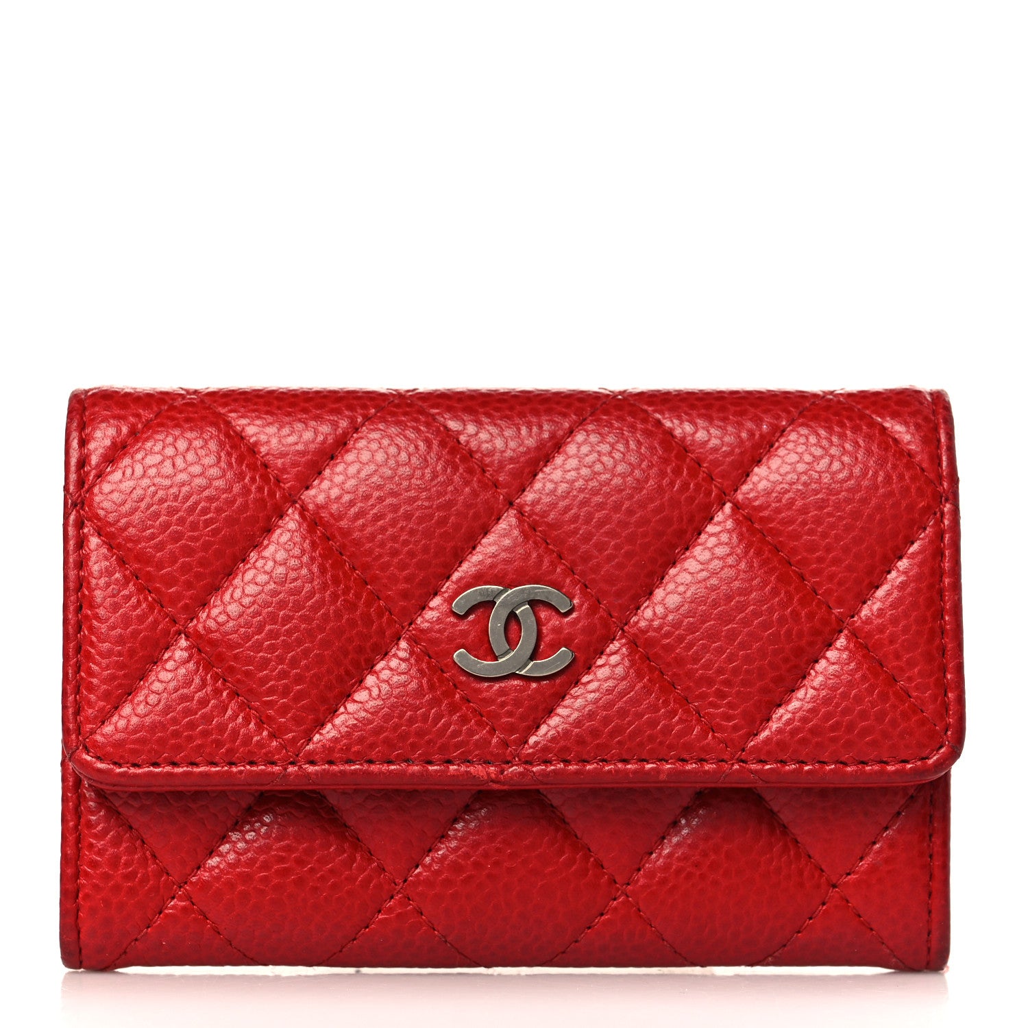 Chanel Caviar Quilted Flap Card Holder Red 1 of 12