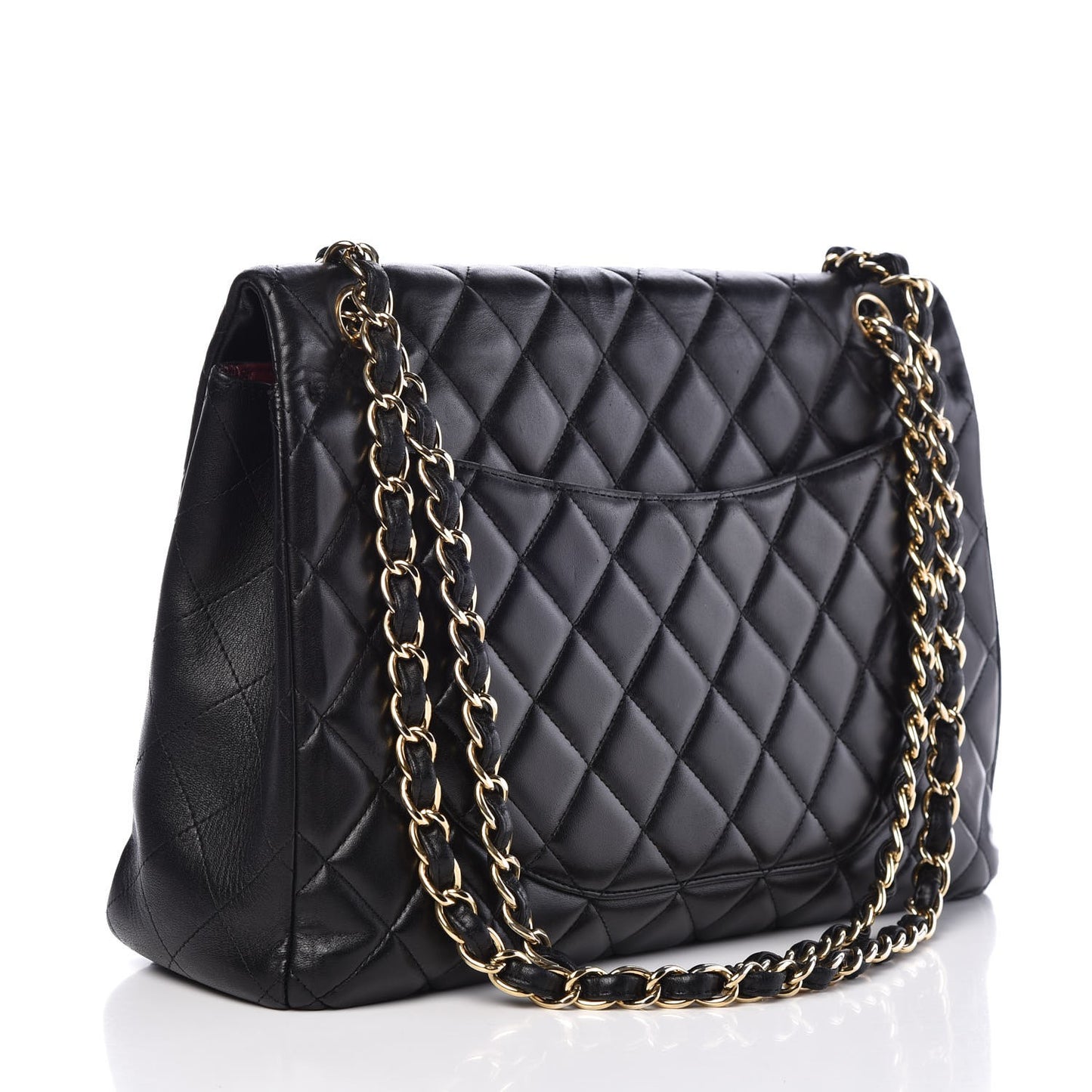 Lambskin Quilted Maxi Single Flap Black