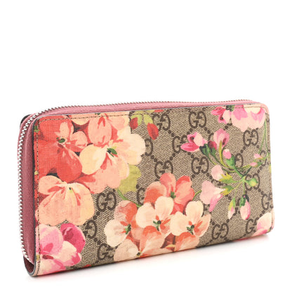 Gucci GG Supreme Monogram Blooms Zip Around Wallet Beige Multicolor Dry Rose 3 of 7