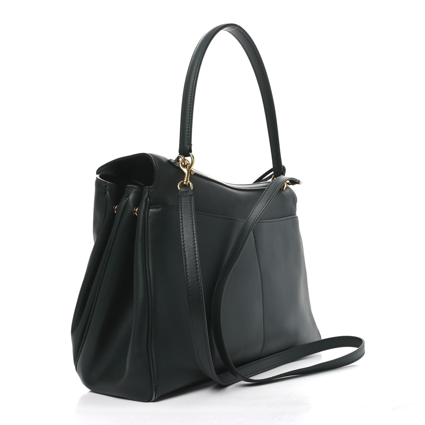 Natural Smooth Calfskin Medium Rodeo Top Handle Handbag Pine Green