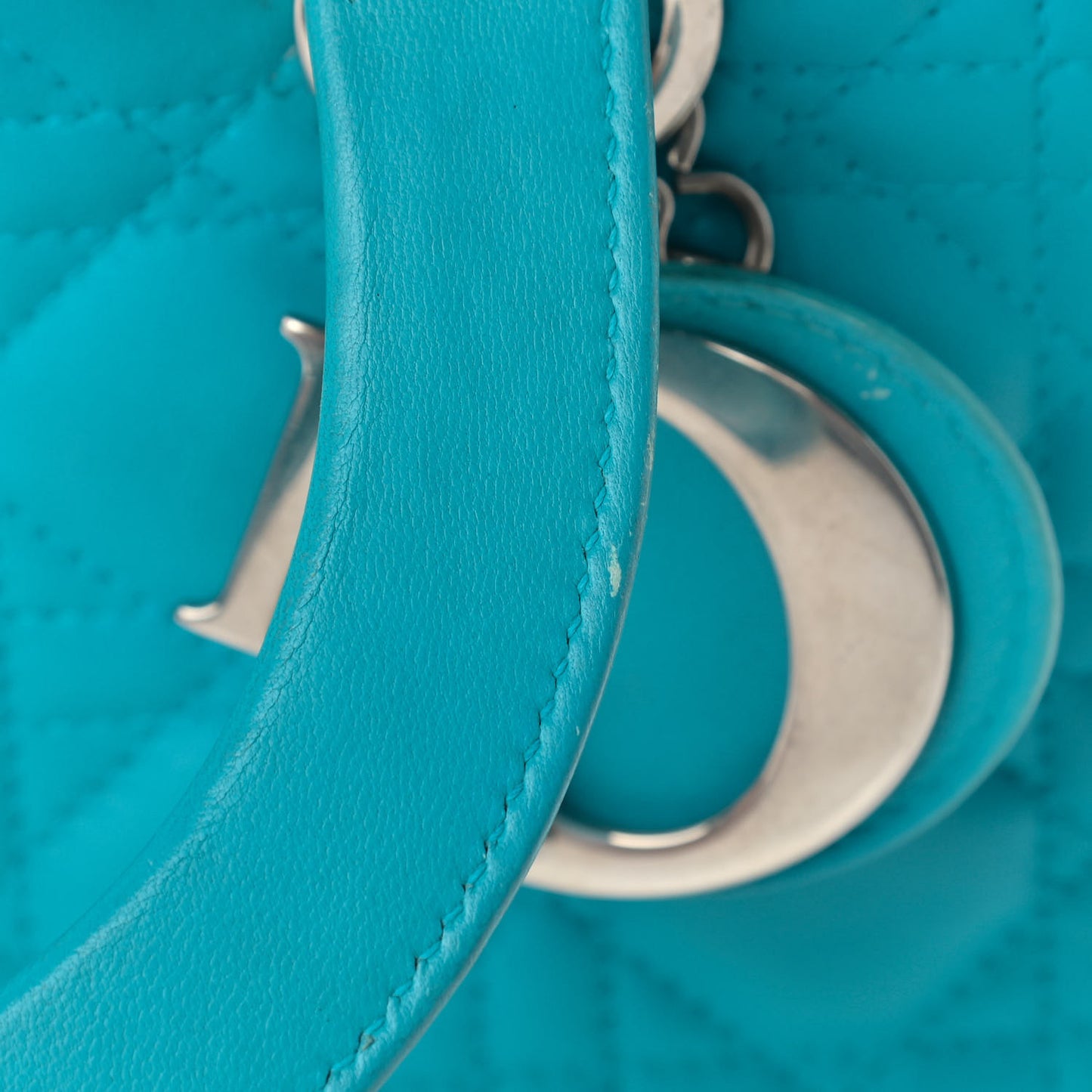 Lambskin Cannage Medium Lady Dior Turquoise