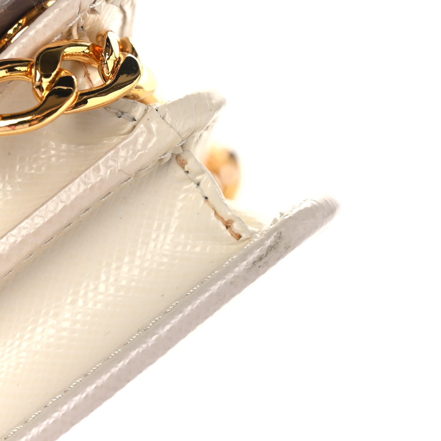 Saffiano Lux Chain Wallet White Multicolor