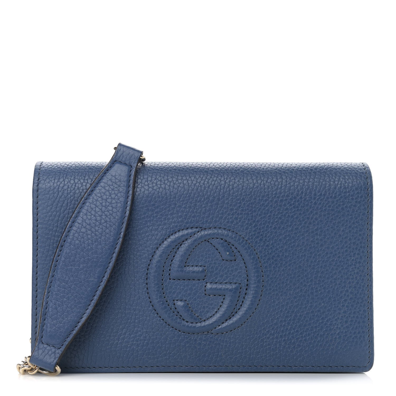 Gucci Pebbled Calfskin Soho Wallet on Chain Caspian 1 of 10