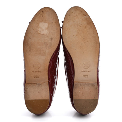 Chanel Patent Quilted Cap Toe CC Ballerina Flats 35.5 Red 6 of 12