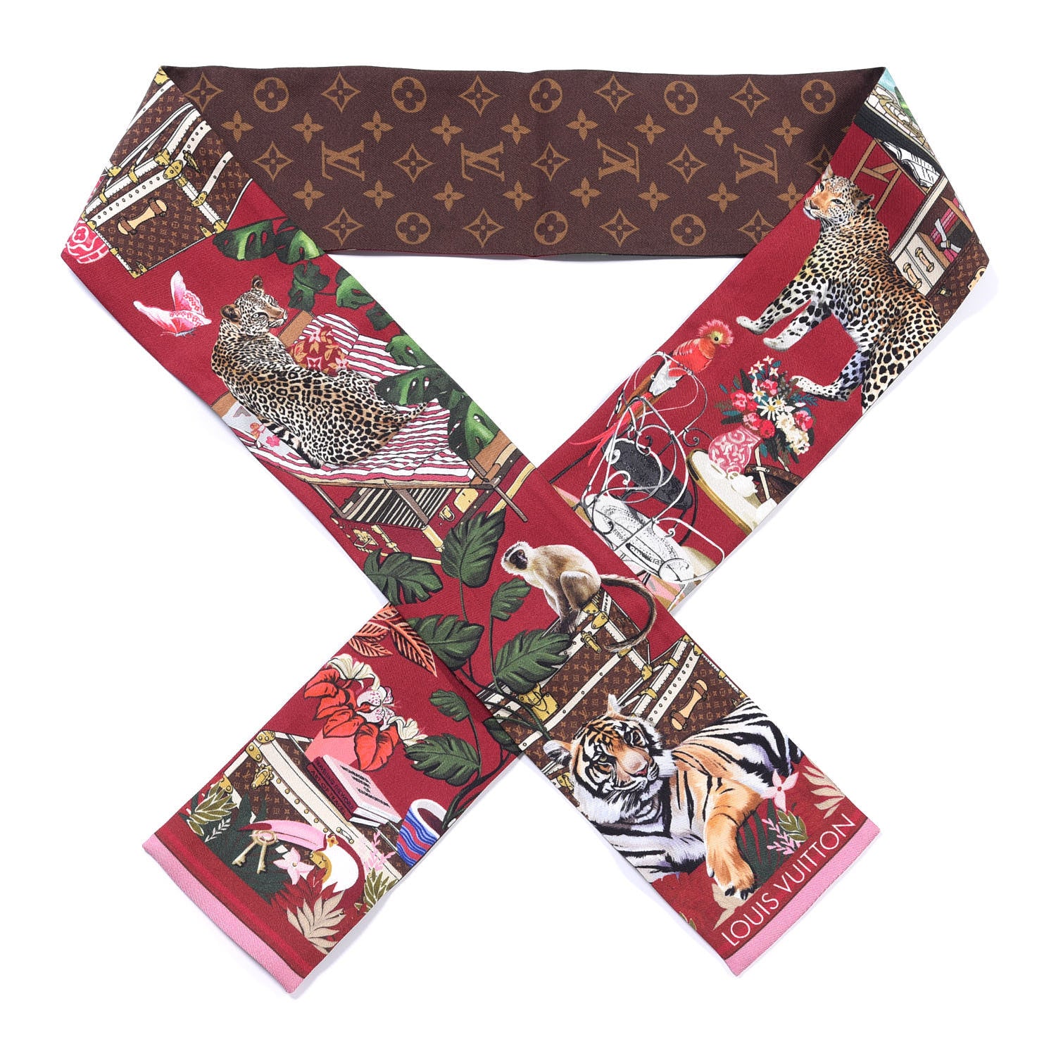Louis Vuitton Silk Monogram Secret Jungle Bandeau Bordeaux 1 of 3