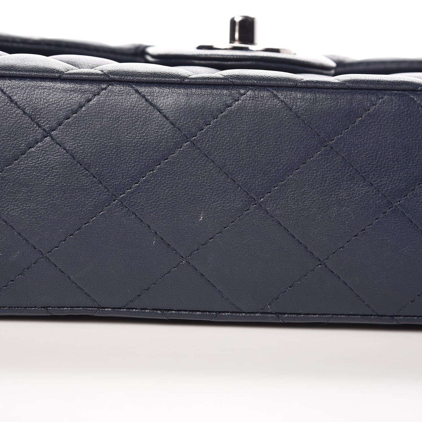Lambskin Quilted Medium Double Flap Dark Blue