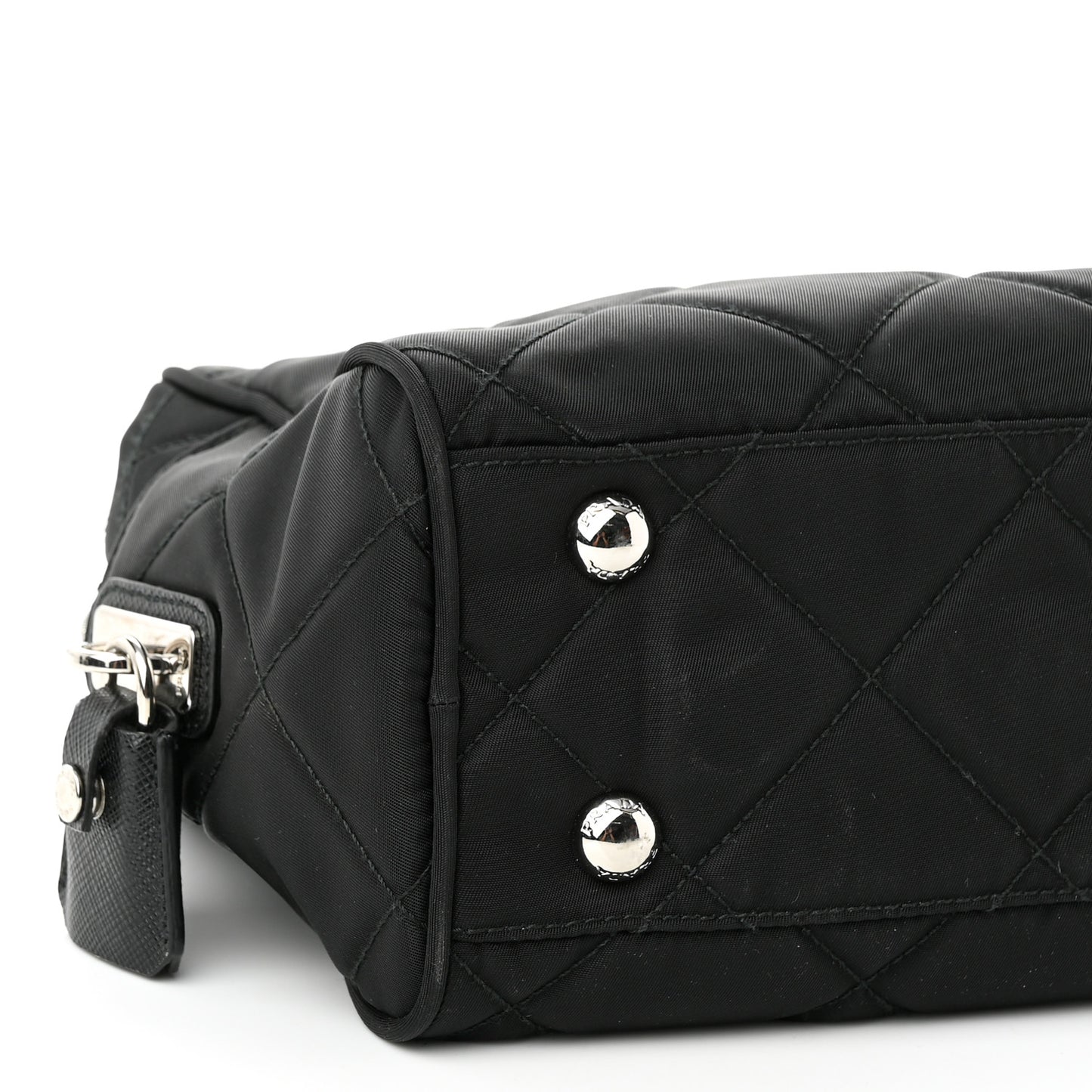 Nylon Tessuto Impuntu Quilted Shoulder Bag Black