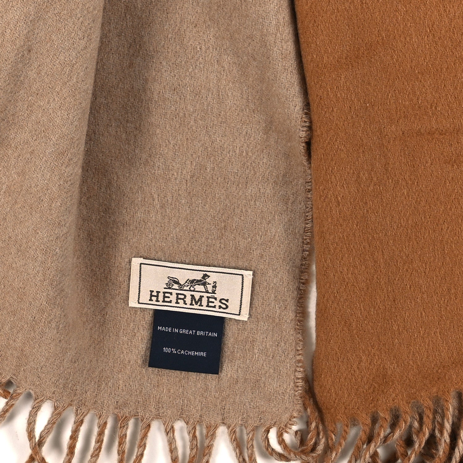 Hermes Cashmere Recto Verso Muffler Camel Beige 3 of 3
