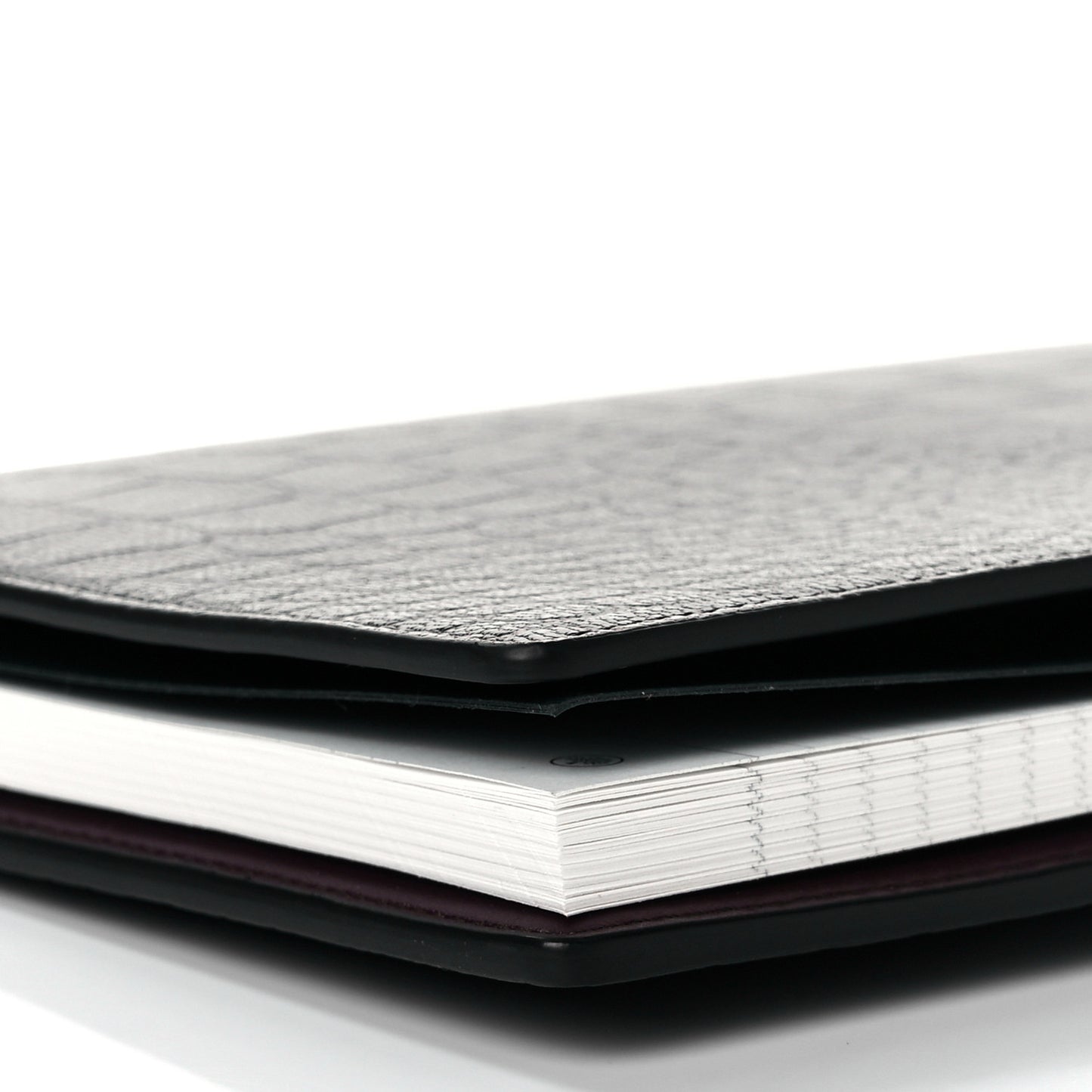 Calfskin Crocodile Embossed Postman's Lock Agenda Black