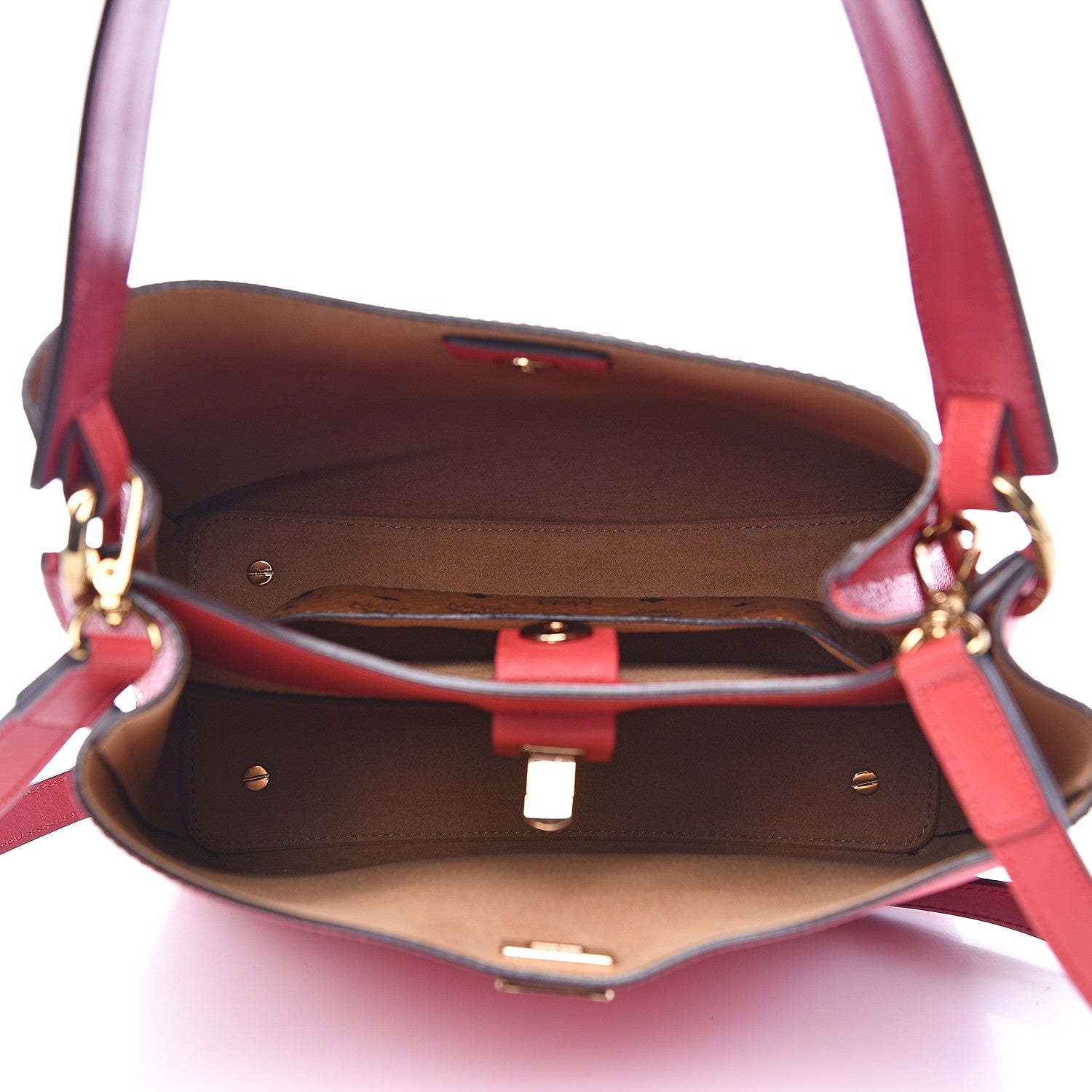 MCM Grained Calfskin Medium Milla Hobo Ruby Red 4 of 7
