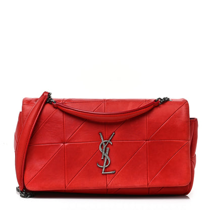 Saint Laurent Lambskin Patchwork Monogram Medium Jamie Red 1 of 9